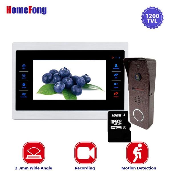 

video door phones homefong 10 inch intercom phone system metal monitor and doorbell wide angle 130 degree record