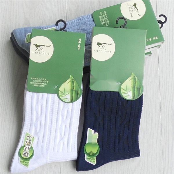 

autumn new bamboo fiber men's business medium and casual men's comfortable and breathable medium tube socks gift socks pcixl, Black