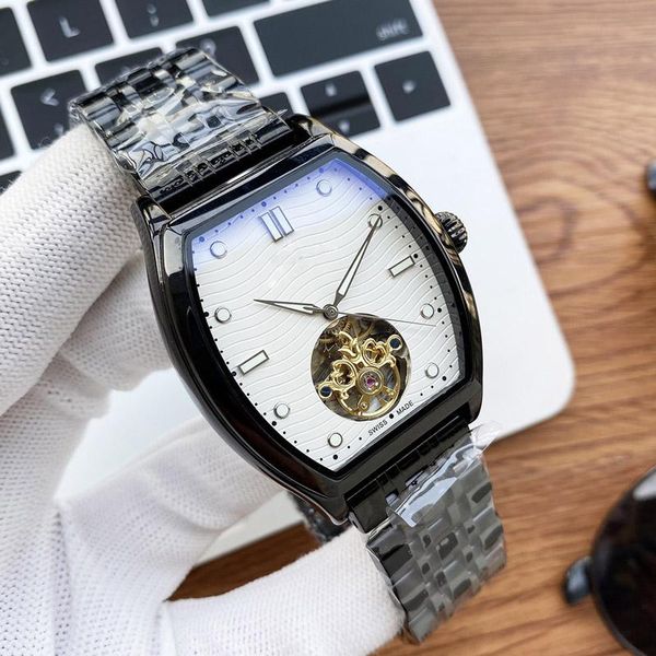 

mens watch mens montre de luxe fashion automatic mechanical watch hollow design waterproof business casual watch mens gift 437x, Slivery;brown