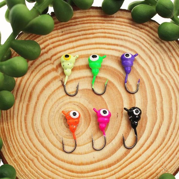 

gobygo 6pcs/lot 18mm 1.5g winter ice jig metal hard bait mini lead head hook sinking ice fishing lure tackle fishing acc jllbwl