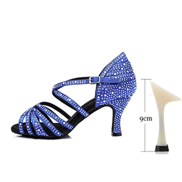 

2021 new girls rhinestone latin white high heel bachata salsa dancing party wedding woman ballroom shoes for dance wa0n, Black