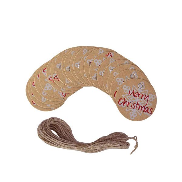 

100шт kraft paper christmas теги diy с рождеством ханг метки упаковка подарков xmas tree party украшения санта-клаус карты этикетка bbytud