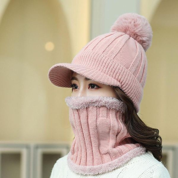 

hats, scarves & gloves sets women's hat 2021 fashion winter knit beanie neck warmer fleece lined skull cap for women outdoor cycling in, Blue;gray