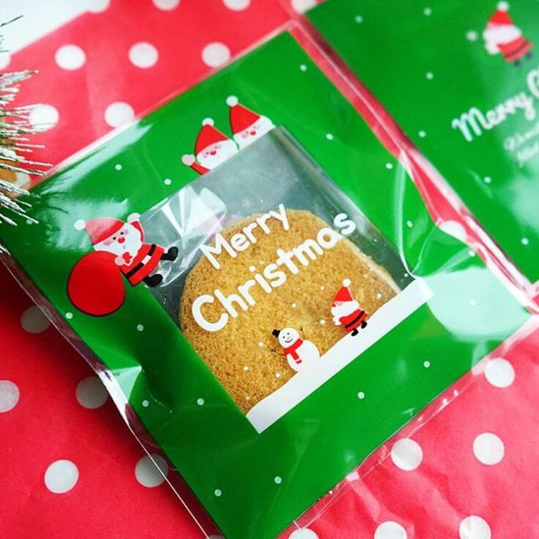 

new merry christmas opp bag 10x103cm red and green christmas self adhesive bags of candy bags ginger cookies gift bags 100pcs bbyknf