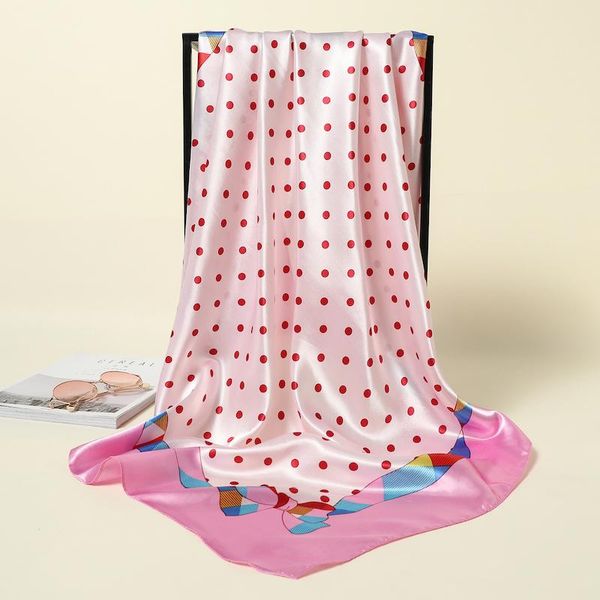 

women silk hijab scarf dot print large square neck wraps foulard lady beach shawls foulard head scarves pashmina bandana bbysxi bdehome, Blue;gray