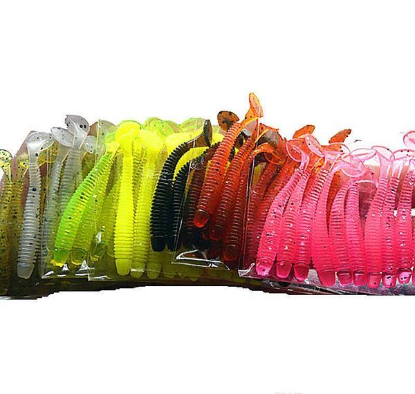 

10 цвета wobbler 100 шт. / лот червячный джиг рыбалка мягкая мягкая swarbait рыболовные приманки приманка 0,7 г carp 5см резина приманка иск