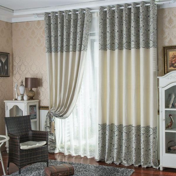 

fyfuyoufy european style chenille striped jacquard curtain living room shading cloth curtain customization