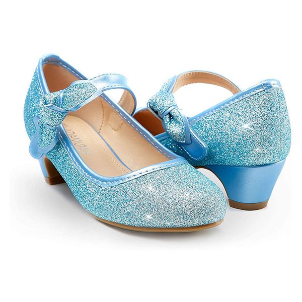 

adamumu low heels for little girl dress shoes sparkle princess flats glitter sandles cosplay in wedding brithday party daily dress up,availa, Black