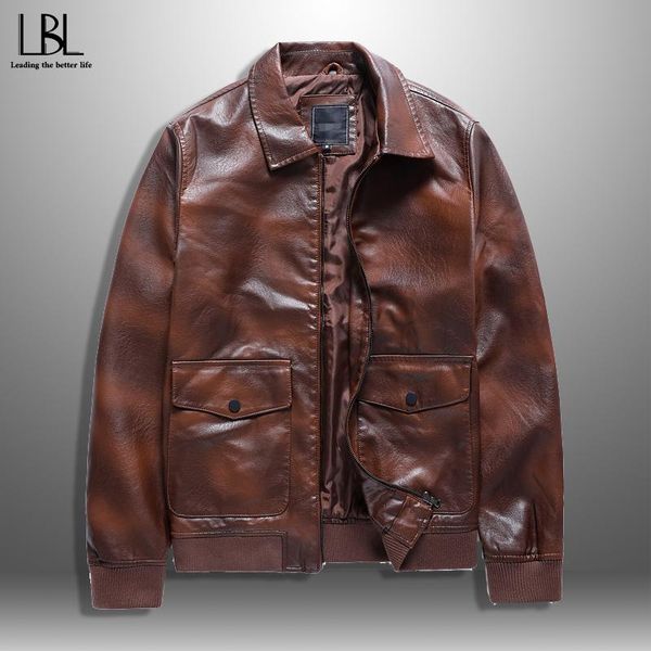 

men's fur & faux leather jacket men motorcycle turn-down collar solid zipper pockets male coat mens 2021 fashion outerwear, Black