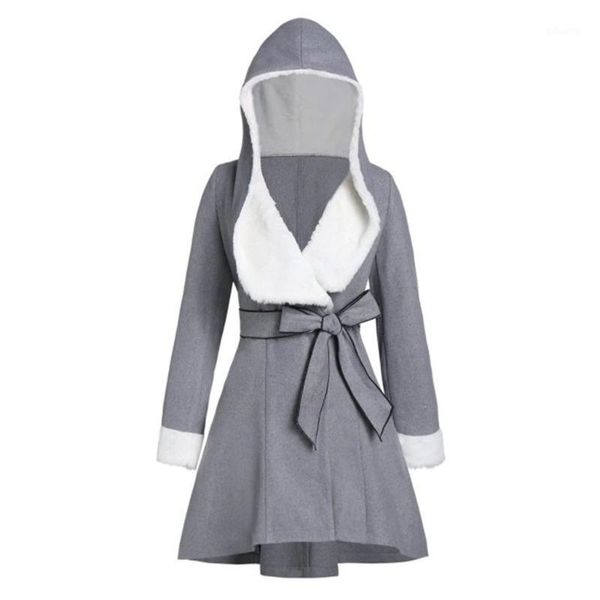 

women autumn winter fashion coat long sleeve woolen cloth hooded trench coat female hooded bandage overcoat long trench1, Tan;black