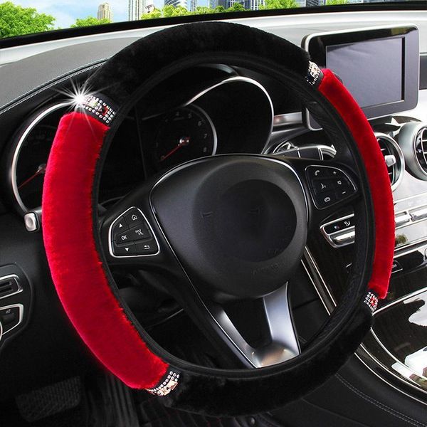 

diameter soft plush rhinestone car steering wheel cover interior accessories universal steering cover car-styling for 37-38cm1