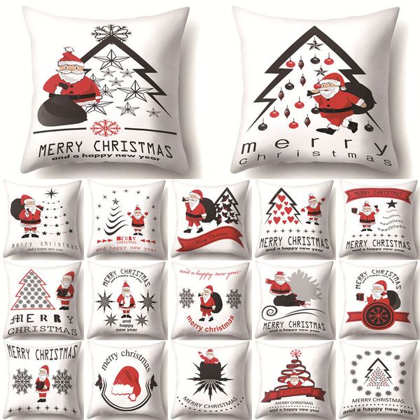 

merry christmas santa claus cushion cover decorative sofa pillows xmas new year home decor polyester 45*45cm pillowcase 40543