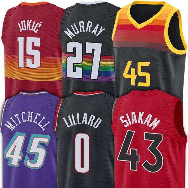 43 Siakam Pascal Basketball Jerseys Carter 15 Vince 45 Donovan John Mitchell Damian 0 Lillard Nikola 15 Jokic Jamal 27 Murray