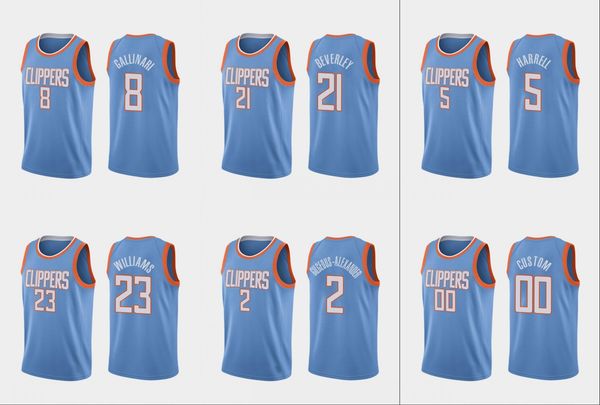 

los angeles clippers men lou williams shai gilgeous-alexander danilo gallinari montrezl harrell nba 2020 custom jersey, Black