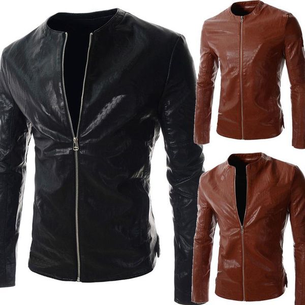 

mens pu leather fashion jackets coat velvet outerwear biker motorcycle male classic dropshipping spliced clothes1, Black