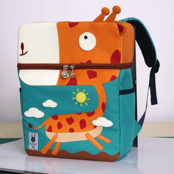 

3d cartoon animal kids dinosaur giraffe unicorn whale elephant flamingo solid color backpack children pack y200706