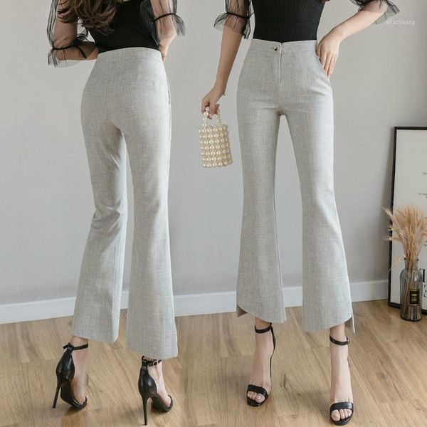 

c new style summer small suit pants korean-style micro bell-bottom pants1, White