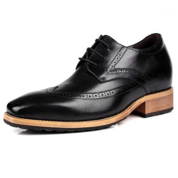 

dress shoes brown leather hidden heel men oxfords elevator 8 cm male retro brogue elegant black gents suit with heels1