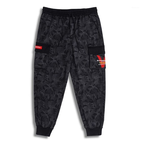 

men sports trousers gray camouflage black pocket trousers loose fashion plus size men's overalls stretch pants1