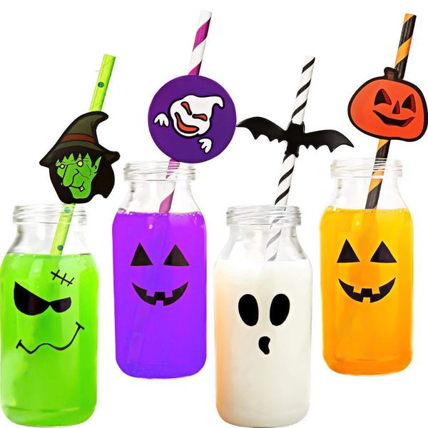

25pcs random pumpkin witch straw decoration halloweeen party straw decoration supplies birthday party horror straw qylxft mywjqq