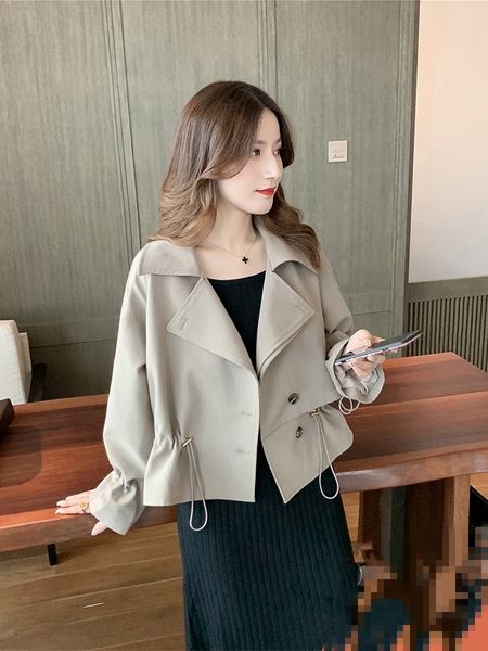 

rylkp early autumn short women 2020 8xnvz suit collar korean loose jacket new jacket light mature early autumn fashion versatile, Gray