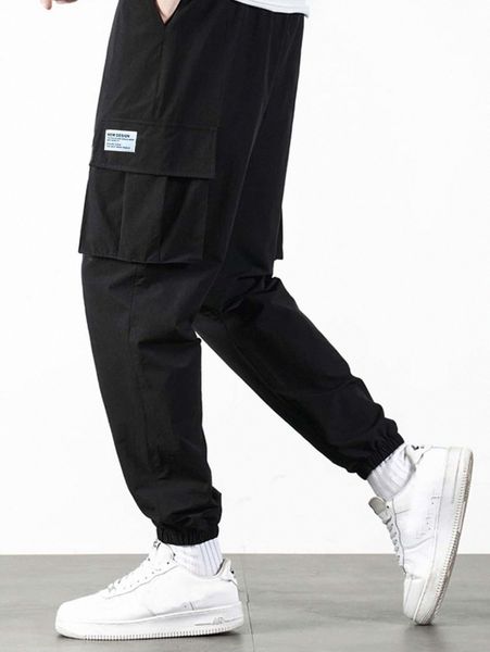 

men patch detail cargo pants r1iu#, Black
