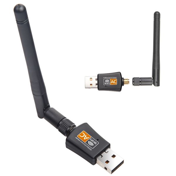 Adattatore USB USB 600 Mbps Adattatore Dual Band 2.4 GHz 5 GHz WiFi con antenna PC Mini Computer Network Card Ethernet PC WiFi ricevitore