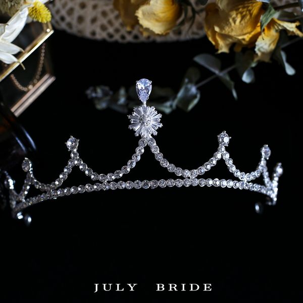 

июль невесты простой элегантный циркон половина белая пряжа корону головной убор десять лет старый подарок фею 2020 новый, Silver