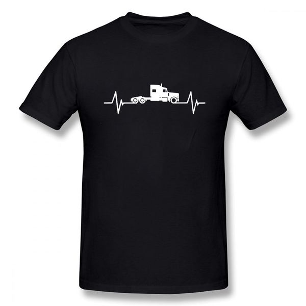 

sport truck driver heartbeat love t shirt guys arrival camisetas casual t-shirt men short sleeve club dad truck driver