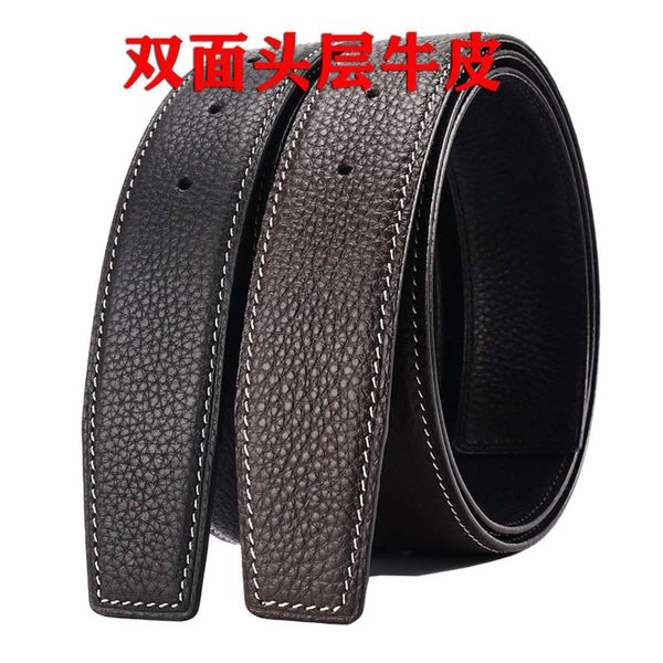 

3.8h buckle double-sided men's leather h belt body guangzhou, Black;brown