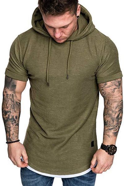 

2020 brand new men's hoodies sweatshirts casual fashion pure color pullover for male short sleeve hoodie sweatshirt, Black