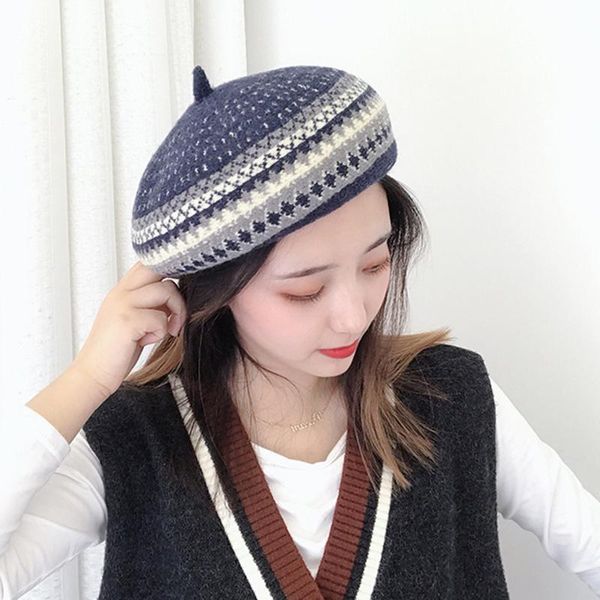 

berets wool beret women winters plaid hats classic fashion felt warm french artist hat beanie 2021, Blue;gray