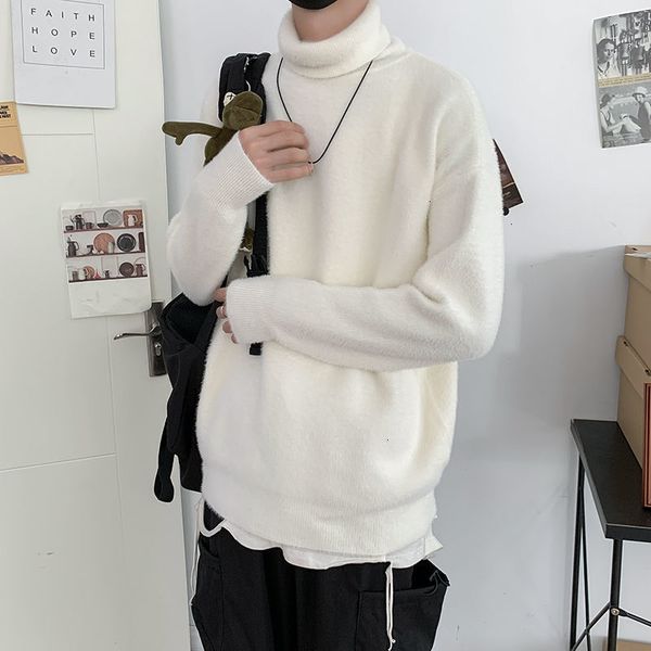 

2021 new privathinker men's solid color autumn and winter high collar rabbit hair fashion sweater camel a312-my75 p60 xgjv, White;black