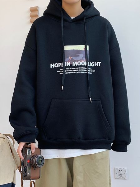 

in 2021 addition to velvet quilted man's nightgown hood fall and winter new student cute jacket port style yh0e, Black