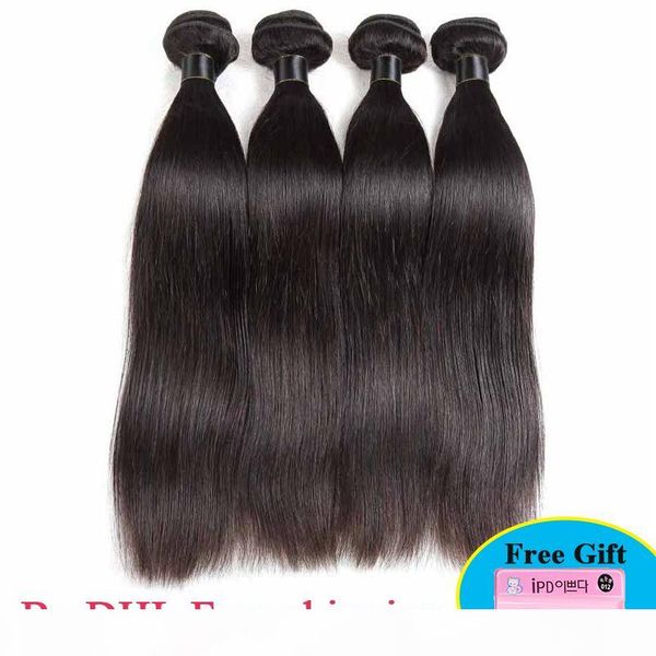 

peruvian virgin hair straight 100% unprocessed brazilian peruvian indian human hair extensions weaves straight human hair extensions 3 4pcs, Black