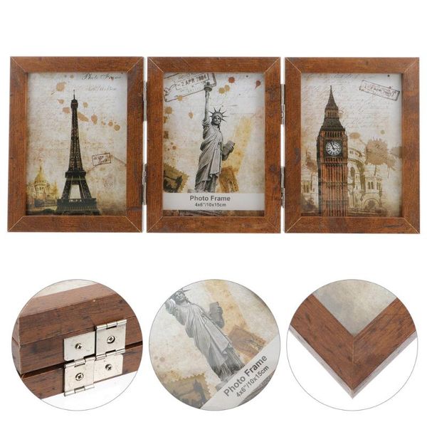 

frames 1pc simple three hinged po frame wooden picture for gift