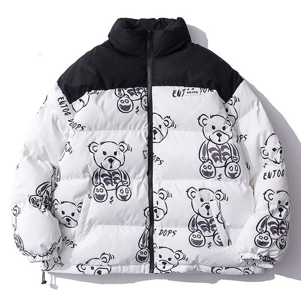 

new arrival warn 2021 men luxury rib sleeve parka bear couple & jackets / down coats abstract digital coat motor n429 9m38, Black