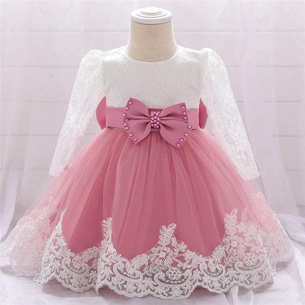 Abiti da ragazza Neonate vestite per 0-2 anni Tulle Ragazza Tutu Abbigliamento di compleanno Abito con nodo a fiocco di Natale Abiti autunnali per bambini