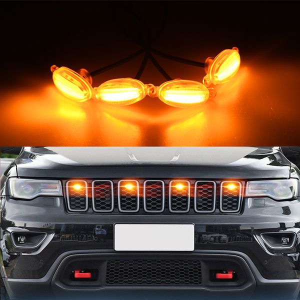 

led car front grill warning signal lamp amber llighting kit strobe car eagle eye light for ford raptor 2004-2019 universal auto
