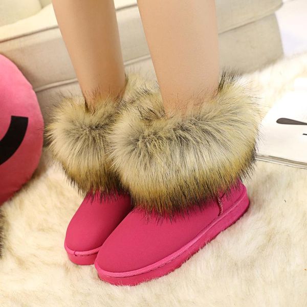 

the new 2020 winter frosted boots for women are faux fur snow boots with fleece and thick bread shoes for warm, Black