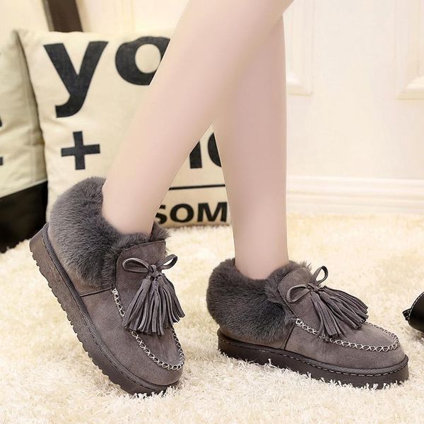 

2020 new snow boots women's low-tube flat-bottomed winter women's cotton shoes warm and ski boots hand-sewn, Black