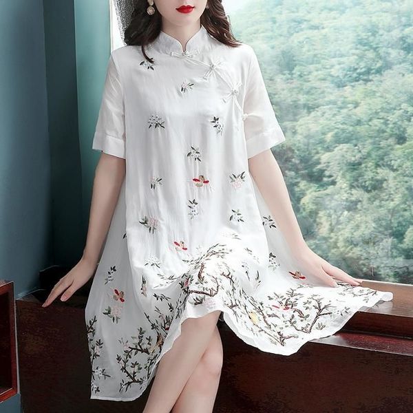 

китайская тяжелая промышленность вышивка свободно модифицирована cheongsam платье dressnational dress2020 летом новый национальный стиль кит, Black;gray