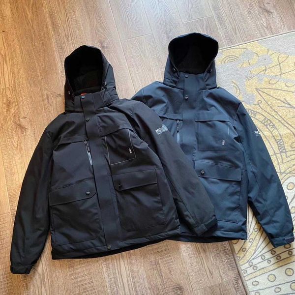 

winter men classic casual down coats stylist outdoor warm jacket with hoodie parkas coat outwear 2-color available, Black