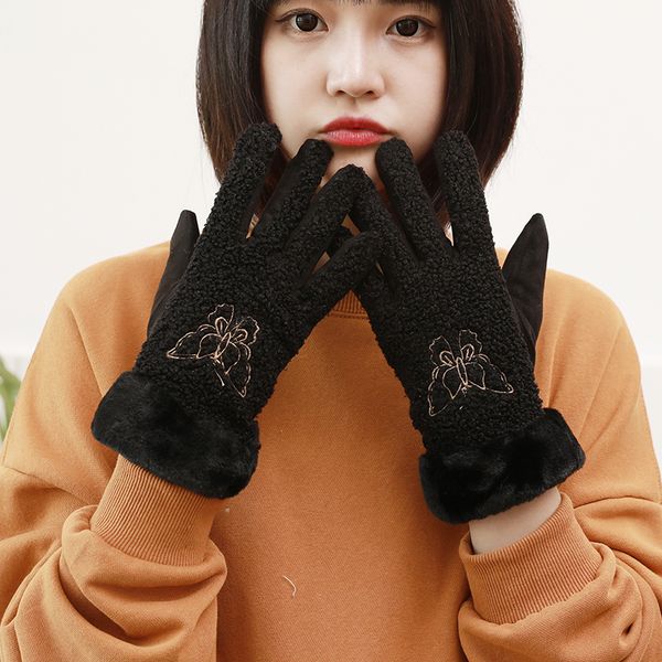 

перчатка девушка теплой корейской версии милый плюшевый пять велосипедного палец холодный ветрозащитной осенью и зимой сенсорным экраном, Blue;gray