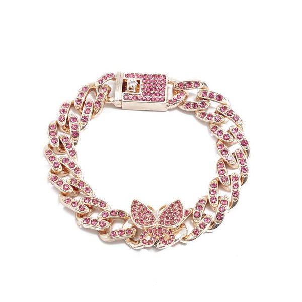 

charm bracelets timeonly fashion chunky cuban chains butterfly multicolor crystal bracelet for women femme retro jewellery, Golden;silver