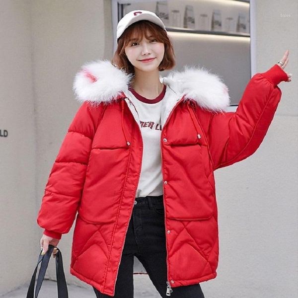 

women's down jacket long coat women 2019 new loose female jacket fashion trend wild big fur collar women's winter1, Black