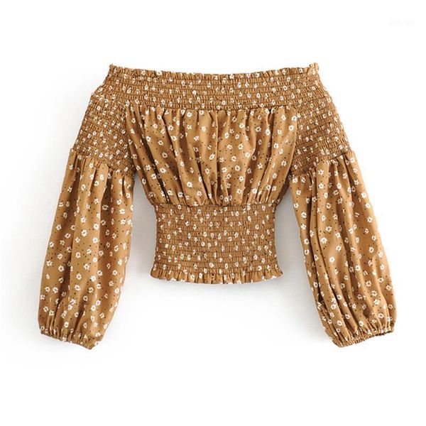 

women fashion off shoulder crop blouses floral print vintage ruffle blouse lantern long sleeve chic shirt blusas mujer1, White