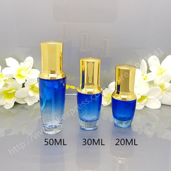 

20 ml 30 ml 50 high - grade cosmetics bottle, emulsion skin care glass bottles, empty blue glass bottle with emulsion nozzle