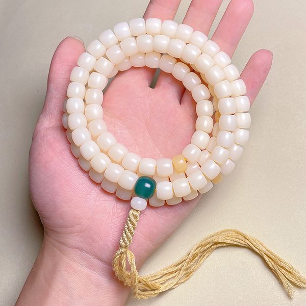 

8*9mm natural white bodhi mala 108 beads tassel necklace rosary men and women meditation yoga prayer bracelet buddhism jewelry, Black