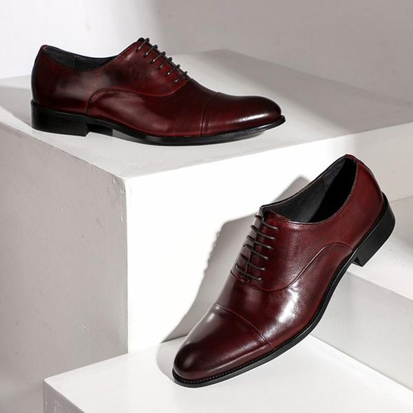 

brand formal shoes men genuine leather dress shoes italian design black solid color hand-polished pointed toe wedding